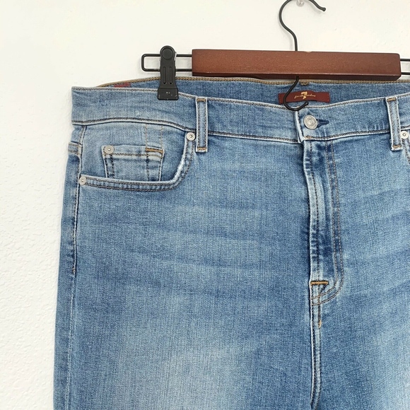 7 For All Mankind Blue High Waist Slim Kick Jeans - Picture 4 of 8